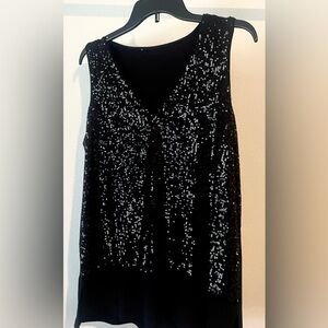 Michael Kors Black Sequin Sleeveless V-neck, Sz XL